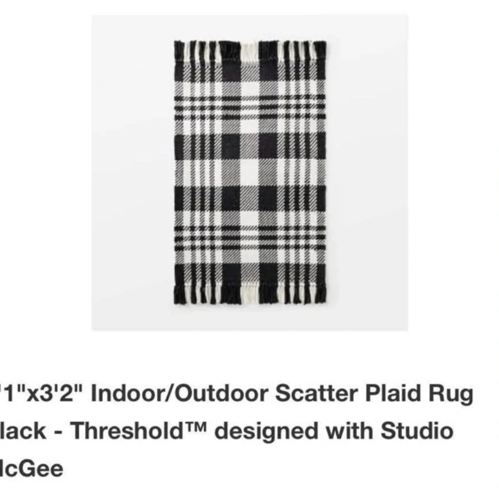 Threshold Black and White Plaid Door Mat